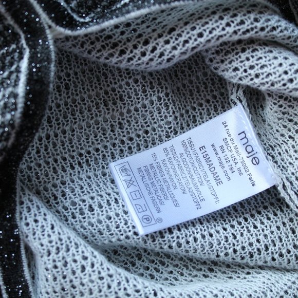 Maje Madame Fine Knit Cardigan Metallic Silver Size 1/ Small - Picture 10 of 10